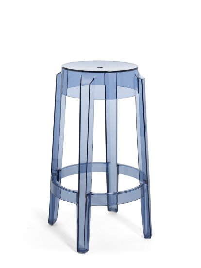 Tabouret Charles Ghost, Piétement 46 x assise 29 x hauteur 65, Transparent, Bleu poudré