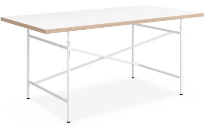 Bureau enfant Eiermann, 150 x 75 cm, Mélaminé blanc avec bords chêne, Blanc