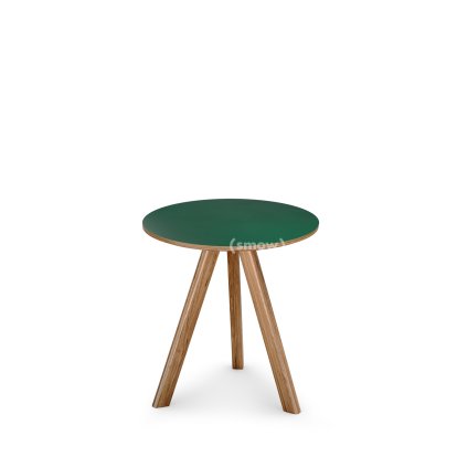 Copenhague Round Table CPH20, Ø 50 x H 49, Chêne laqué, Linoleum vert