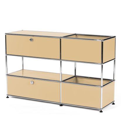 Buffet USM Haller pour enfants M avec boîtes de rangement, Monochrome, Beige USM, Avec porte abattante et porte coulissante (incl. cadre métallique)