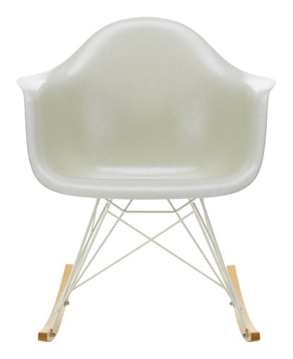 Eames Fiberglass Armchair RAR, Eames parchment, Blanc, Érable nuance de jaune