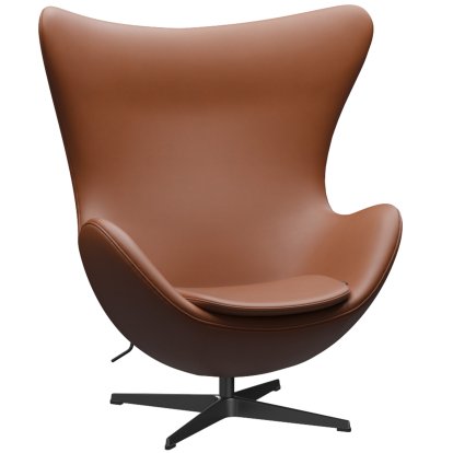 Fauteuil Egg (Oeuf), Cuir Essential, Noyer, Noir, Sans repose-pied