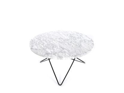 O Table, Blanc Carrara, Acier thermolaqué noir
