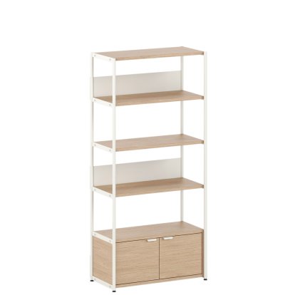 Étagère Unit en bois, 180 cm, 1 x porte double, Chêne / Blanc crème