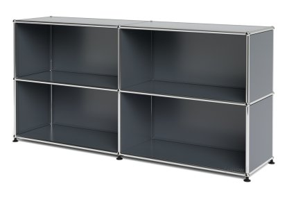 Meuble mixte Sideboard L USM Haller  ouvert, Gris moyen RAL 7005