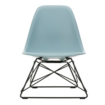 Eames Plastic Side Chair RE LSR, Gris bleuté, Sans rembourrage, Revêtement thermolaqué noir basic