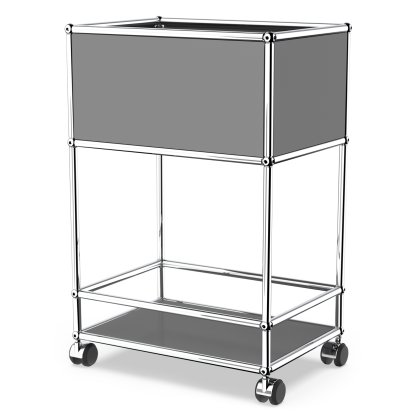 USM Haller meuble de bar type 2, Gris moyen RAL 7005, Roulettes dures pour tapis