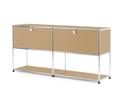 Meuble mixte sideboard L USM Haller avec deux portes abattantes et partie inférieure ouverte, Beige USM