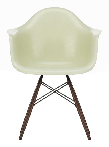 Eames Fiberglass Armchair DAW, Eames parchment, Érable foncé