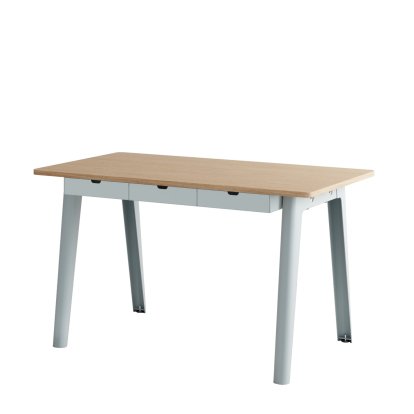 Bureau New Modern, métal/bois, 130 x 70 cm, Avec module de rangement, Bleu pâle