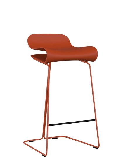 Tabouret de bar BCN, Rouge corail, Acier, couleur de la coque, Version cuisine: 67 cm
