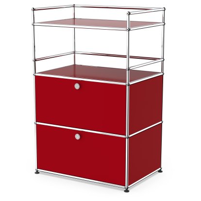 USM Haller meuble mini-bar , Rouge rubis USM, Avec 2 portes abattantes