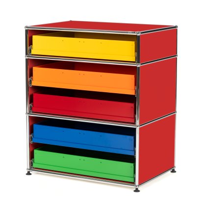 Buffet haut USM Haller pour enfants M avec tiroirs, Rouge rubis USM