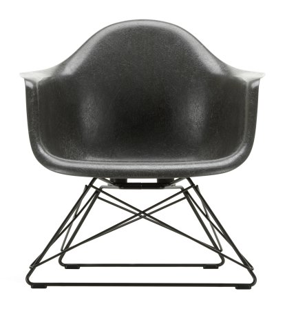 Eames Fiberglass Armchair LAR, Eames elephant hide grey, Noir basic