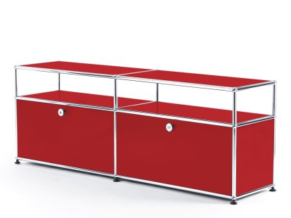 Meuble TV USM Haller avec réhausse, Rouge rubis USM