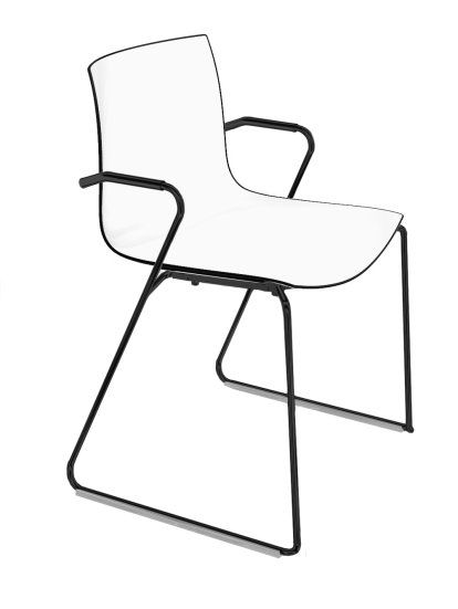 Catifa 46 Sledge, Noir, Bicolore, Dossier noir, siège blanc, Avec accoudoirs