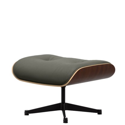 Eames Lounge Chair Ottoman, Noyer foncé, Cuir Premium F gris umbra, Aluminium poli, côtés noirs