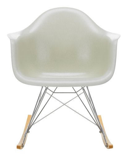 Eames Fiberglass Armchair RAR, Eames parchment, Chromé, Érable nuance de jaune