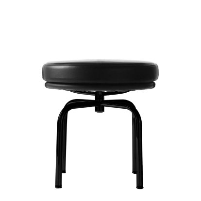 8 Tabouret tournant, Laqué noir mat, Cuir Scozia, Noir graphite
