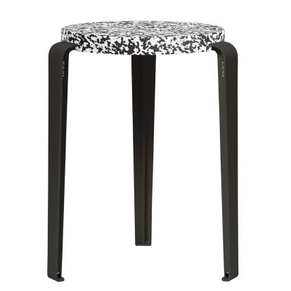 Tabouret Lou, plastique recyclé, Macchiato, Noir graphite