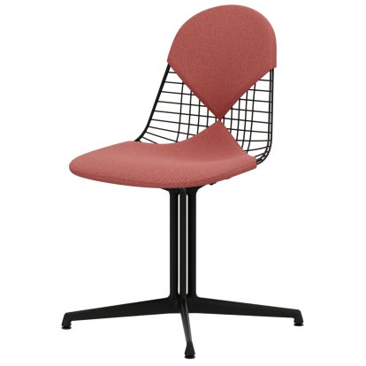 Chaise Wire Chair DKL, Revêtement basic dark, Coussin pour assise et dossier (Bikini), Rouge coquelicot / ivoire