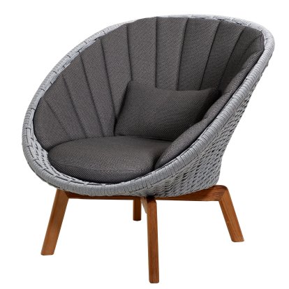 Fauteuil lounge Peacock, Medium flat soft Rope -Light grey, Focus - Gris foncé