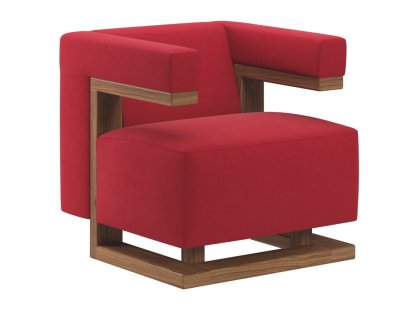 Fauteuil Gropius F51, Tissu Cavalerie, Rouge, Noyer