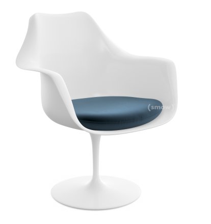 Fauteuil Tulipe Saarinen, Rotatif, Coussin d'assise, Blanc, Night Blue (Eva 170)