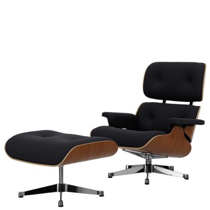Eames Lounge Chair & Ottoman Calma, Noyer naturel, Calma, gris foncé, 89 cm, Aluminium poli