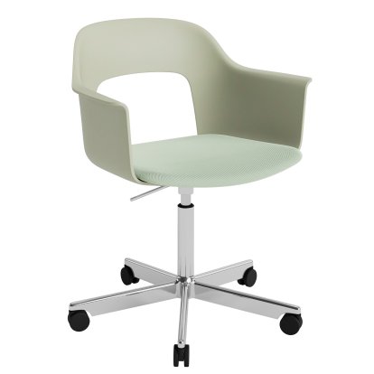 Chaise pivotant Layout 243 avec accoudoirs et assise rembourrée, Vert pastel / Relate 921, Aluminium poli