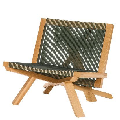 Fauteuil Lounge Volkshaus, Chêne verni clair / Cordon vert forêt