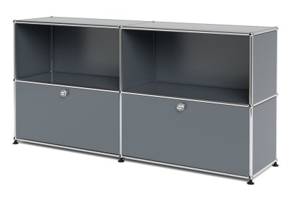 Meuble USM Haller Sideboard L avec deux portes abattantes, Gris moyen RAL 7005