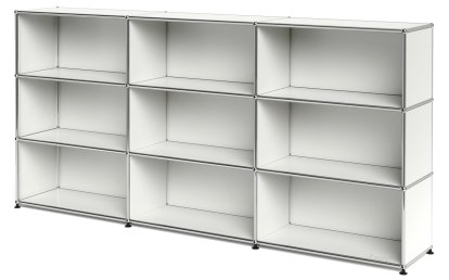 Meuble haut Highboard XL USM Haller, personnalisable, Blanc pur RAL 9010, Ouvert, Ouvert, Ouvert