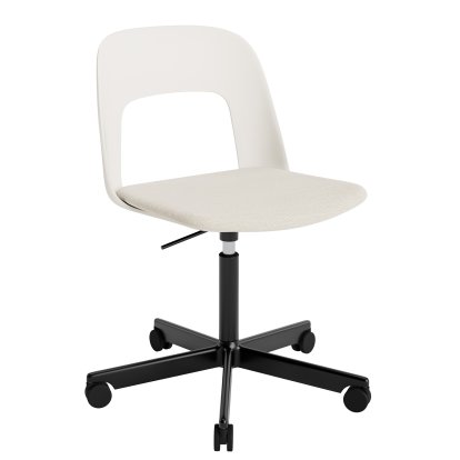 Chaise pivotant Layout 143 avec assise rembourrée, Blanc crème / Mode 011, Aluminium thermolaqué noir 