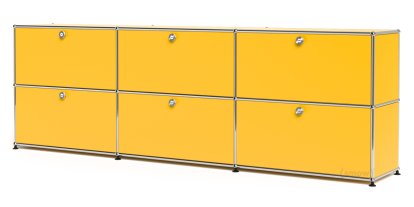 Meuble mixte Sideboard XL USM Haller, personnalisable, Jaune or RAL 1004, Avec 3 portes abattantes, Avec 3 portes abattantes