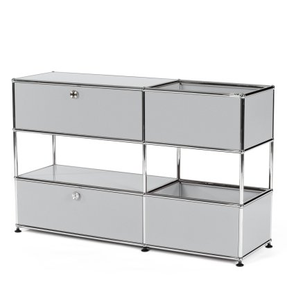 Buffet USM Haller pour enfants M avec boîtes de rangement, Monochrome, Argent mat USM, Avec  porte abattante