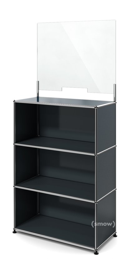 Comptoir USM Haller M avec écran de sécurité, Anthracite RAL 7016, Avec pieds