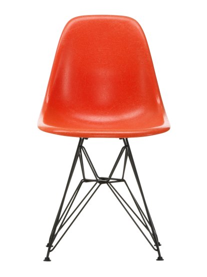 Eames Fiberglass Chair DSR, Eames red orange, Finition époxy basic dark lisse