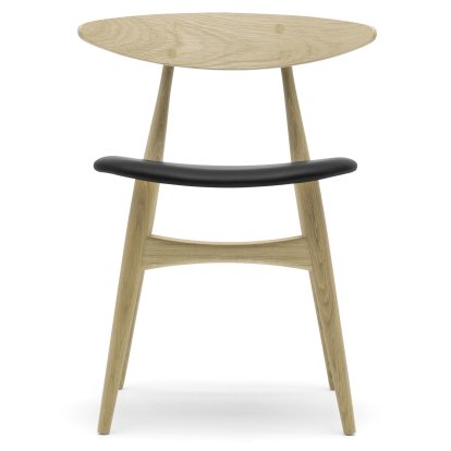 Chaise CH33P, Chêne huilé, Cuir noir