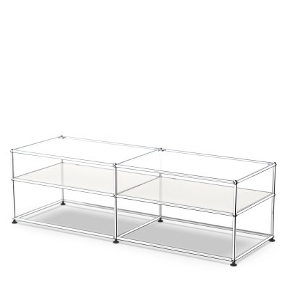 USM Haller table d'appoint type 1, Verre, Blanc pur RAL 9010