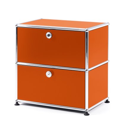 Table de chevet USM Haller avec 2 portes battantes, Orange pur RAL 2004
