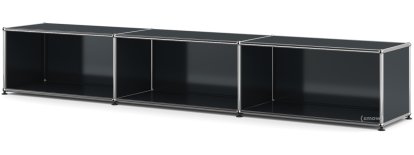 Meuble bas Lowboard XL USM Haller, personnalisable, Anthracite RAL 7016, Ouvert, 35 cm