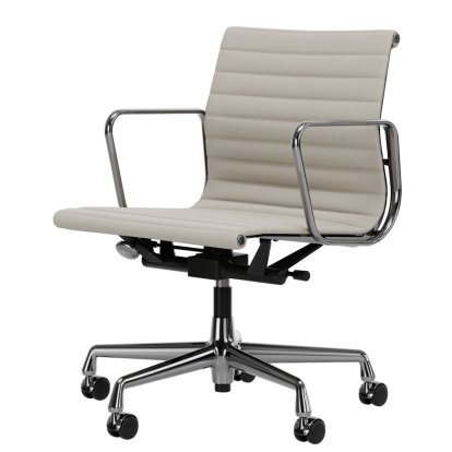 Aluminium Chair EA 117, Chromé, Cuir (Standard), Neige