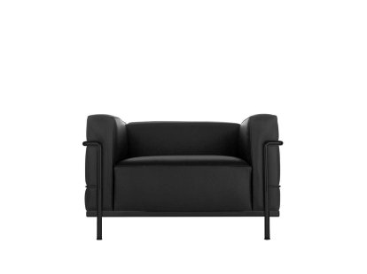 3 Fauteuil Grand Confort, grand modèle, Laqué noir mat, Cuir Scozia, Noir graphite