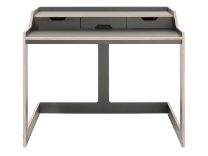 Secrétaire Plane, Mélaminé anthracite avec bords bouleau