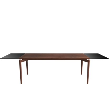 Table PUREdinner, 190 x 85 cm, Noyer huilé, Avec 2 panneaux d'extension MDF noir (L 190-290 cm)