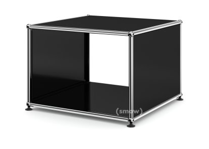 Table d'appoint avec panneaux latéraux USM Haller, 50 cm, Sans tablette intérieure en verre, Noir graphite RAL 9011