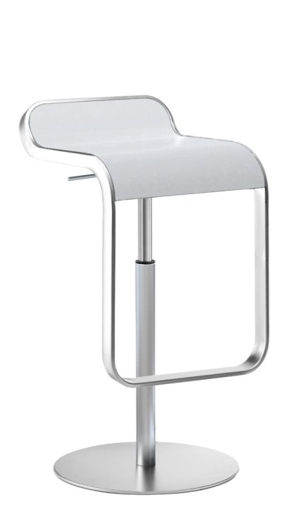 Tabouret LEM, 55-67 cm, Blanc / chromé mat