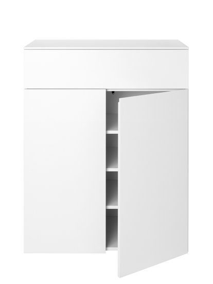 Commode Urban, Avec 2 portes et 1 tiroir, Avec étagères, Avec patins