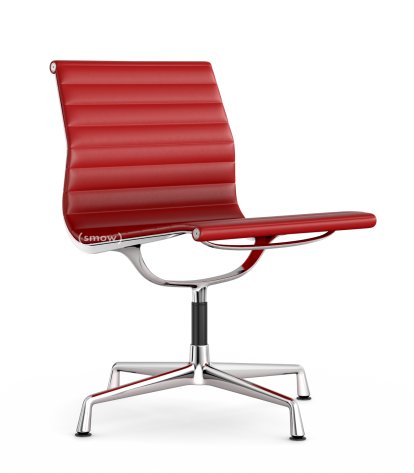 Aluminium Chair EA 105, Chromé, Cuir (Standard), Rouge